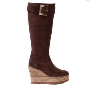 Stivale zeppa camoscio marrone