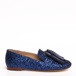 Mocassino glitter blu