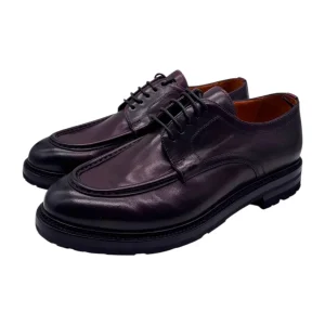 Brecos – Scarpe derby uomo in pelle color vino – 42