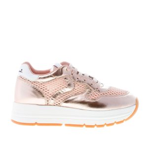 VOILE BLANCHE donna sneaker MARAN MESH in nappa e tessuto a rete ROSA con suola rialzata
