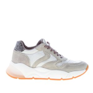 VOILE BLANCHE donna sneaker SHEEL in camoscio e nylon GRIGIO con glitter