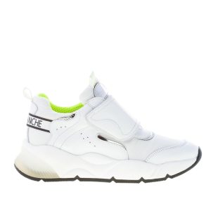 VOILE BLANCHE donna sneaker JENNIE STRAP in pelle e nylon BIANCO con strappo