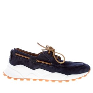 VOILE BLANCHE uomo sneaker Extreemer in stile barca in camoscio BLU INDIGO