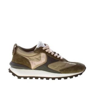 VOILE BLANCHE uomo sneaker Qwark in nylon e camoscio VERDE MIMETICO