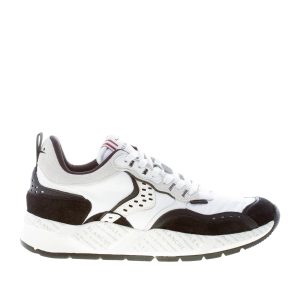 VOILE BLANCHE uomo sneaker Club18 in camoscio NERO e tessuto tecnico BIANCO