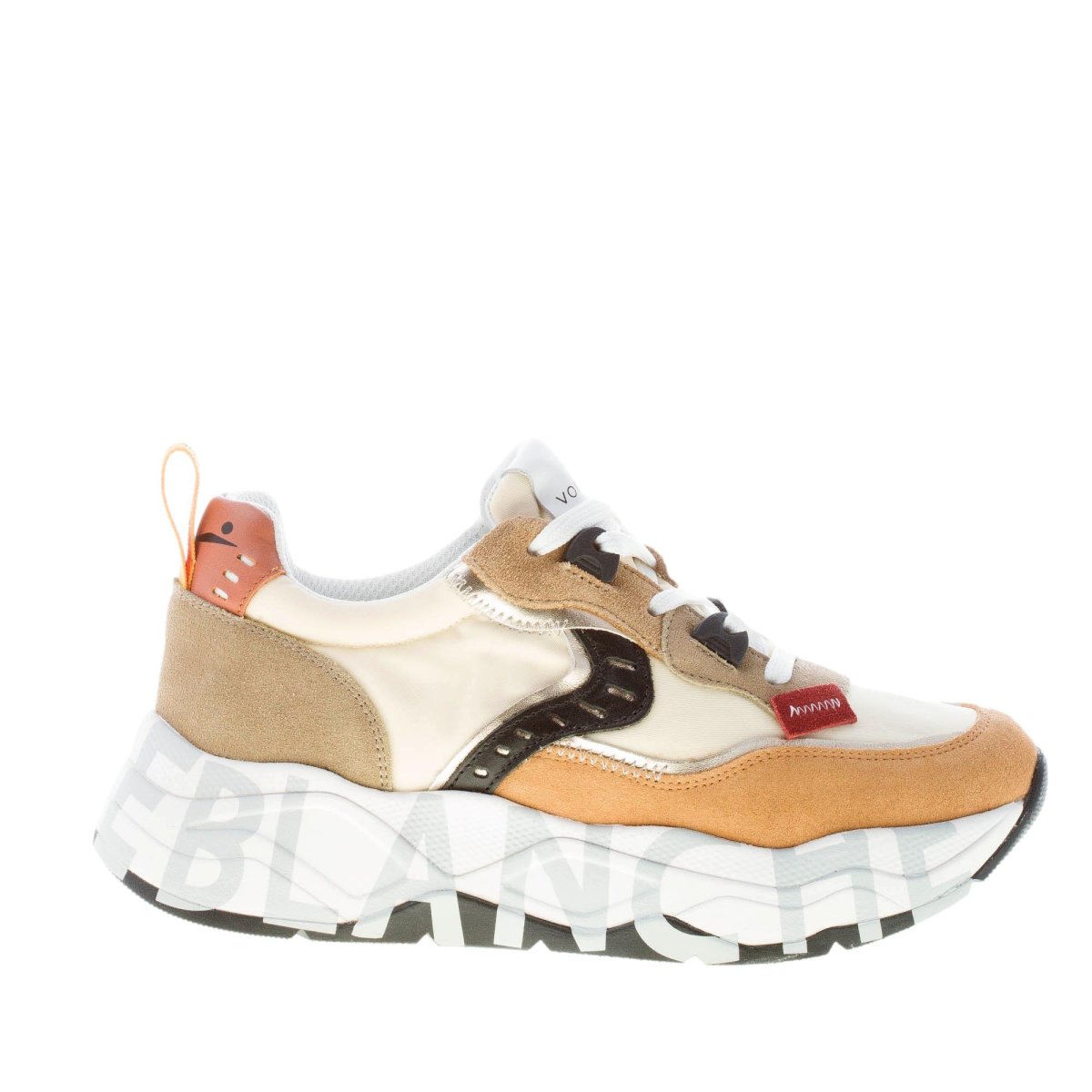 VOILE BLANCHE donna sneaker Club105 in camoscio MARRONE e tessuto BEIGE - immagine 2