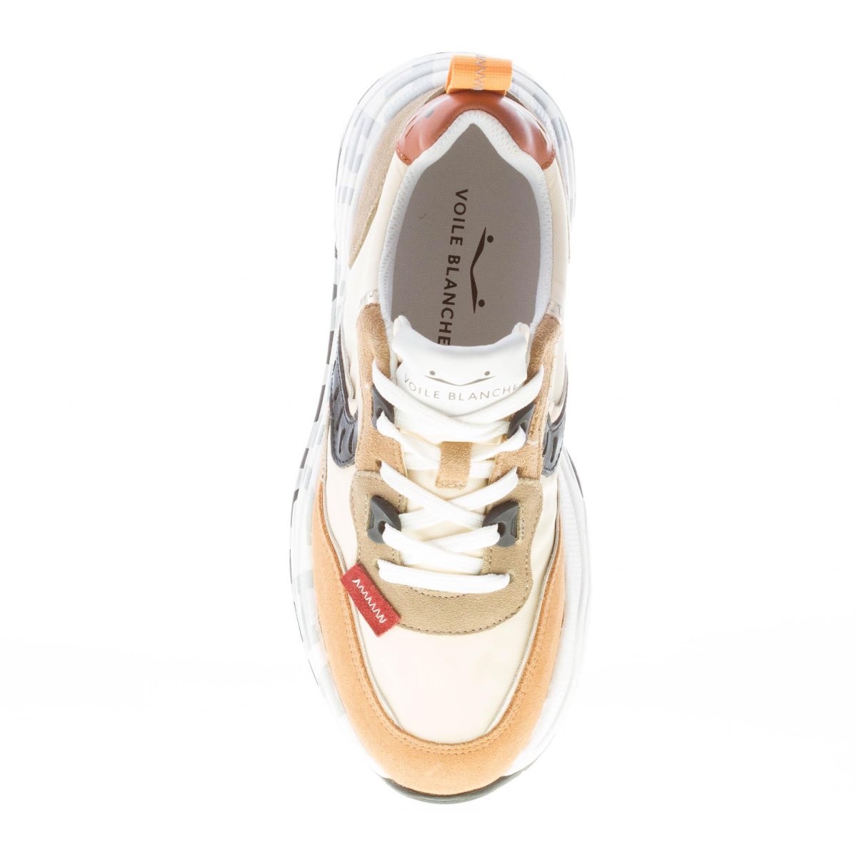 VOILE BLANCHE donna sneaker Club105 in camoscio MARRONE e tessuto BEIGE - immagine 8