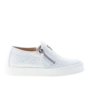 GIUSEPPE ZANOTTI DESIGN donna slip on May London in tessuto glitter e pelle BIANCO