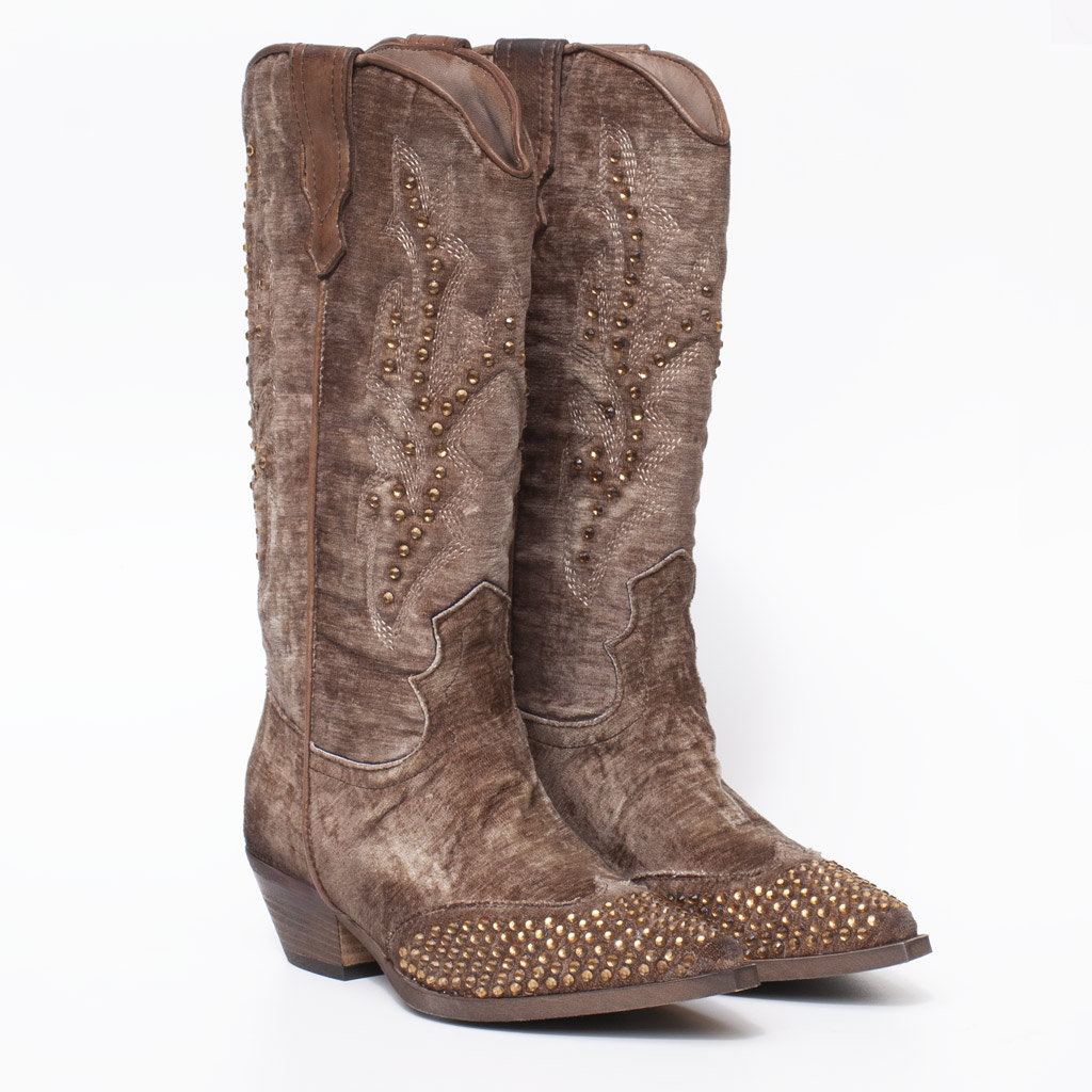 Stivale texano velluto e borchie - immagine 3